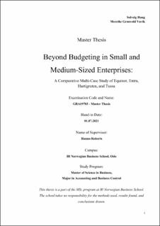 Beyond Budgeting In Small And Medium Sized Enterprises